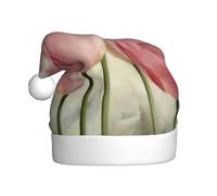 JEJEA Gorros de Navidad con estampado de tulipanes rosas para adultos, sombreros de Papá Noel para divertidos sombreros de Navidad novedosos, para fiestas de Navidad