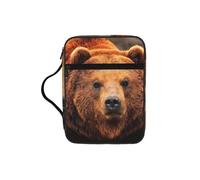 JEJEA Grizzly Bear - Funda grande para Biblia con estampado de oso para mujer, bolsa de almacenamiento de Biblia con bolsillo con cremallera y asa