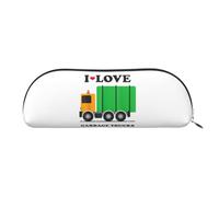 JEJEA I Love Garbage Trucks - Estuche de piel con cremallera, estuche para lápices, estuche para lápices, bolsa para lápices, bolsa para cosméticos de maquillaje, Silver, Talla única, Neceser