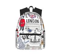 JEJEA I Love London - Mochila de viaje clásica con estampado de Londres, mochila básica para laptop, bolsa de libros para la universidad, trabajo, viajes, Negro, Talla única