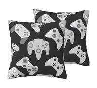 JEJEA Juego de 2 fundas de almohada decorativas de lino sintético con estampado de mando de videojuegos, para sala de estar, cama, sofá