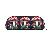 JEJEA Magic Mushrooms - Estuche de piel con cremallera, estuche para lápices, estuche para lápices, bolsa para lápices, bolsa para cosméticos de maquillaje, Gold, Talla única, Neceser