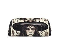 JEJEA Magic Witch Witchcraft - Estuche de piel con estampado bohemio de gran capacidad, bolsa para bolígrafos de papelería, bolsa de maquillaje versátil, Gold, Talla única, Neceser