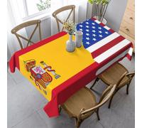JEJEA Mantel rectangular con estampado de la bandera de España americana, sin arrugas, suave, para decoración de comedor, Navidad