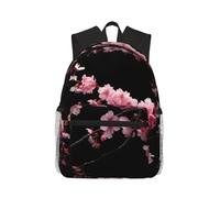 JEJEA Mochila de viaje clásica con estampado de flores de cerezo japonés, mochila básica para laptop, bolsa de libros para la universidad, trabajo, viajes, Negro, Talla única