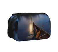 JEJEA Moonlit Canoe Allagash River - Estuche organizador multiusos para lápices y maquillaje, para adolescentes, Black, Talla única, Neceser