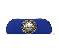 JEJEA New Hampshire State Flag - Estuche de piel con cremallera, estuche para lápices, estuche para lápices, bolsa para lápices, bolsa para cosméticos, Silver, Talla única, Neceser