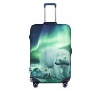 JEJEA Northern Lights - Funda protectora para maleta, lavable, antiarañazos, diseño de oso polar, Black, S