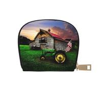 JEJEA Old Tractor Photo Farm - Tarjetero pequeño con cremallera, tarjetero de piel, White, Talla única