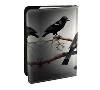 JEJEA Organizador de viaje con diseño de cuervo negro con pájaros en una rama para tarjetas de crédito, funda para pasaporte, funda para pasaporte, cartera para viajes, Black, Talla única