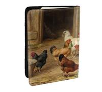 JEJEA Organizador de viaje con estampado de gallinas de granja, funda para tarjetas de crédito, funda para pasaporte, cartera para viajes, Black, Talla única