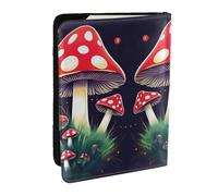 JEJEA Organizador de viaje con estampado de hongos mágicos para tarjetas de crédito, funda para pasaporte, funda para pasaporte, cartera para viajes, Black, Talla única