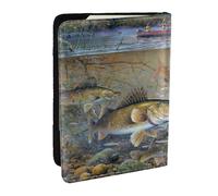 JEJEA Organizador de viaje con estampado de pescadores de pesca y tarjetas de crédito, funda para pasaporte, funda para pasaporte, cartera para viajes, Black, Talla única