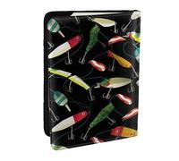 JEJEA Organizador de viaje con estampado de señuelos de pesca, funda para tarjetas de crédito, funda para pasaporte, funda para pasaporte, cartera para viajes, Black, Talla única