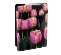 JEJEA Organizador de viaje con estampado de tulipanes y rosas para tarjetas de crédito, funda para pasaporte, funda para pasaporte, cartera para viajes, Black, Talla única