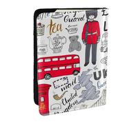JEJEA Organizador de viaje con texto en inglés "I Love London" para tarjetas de crédito, funda para pasaporte, cartera para viajes, Black, Talla única