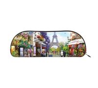 JEJEA Paris Street Scene - Estuche de piel con cremallera, diseño de la Torre Eiffel, plateado, One Size, Neceser