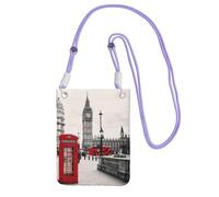 JEJEA Red Phone Booth London Street Print - Bolso cruzado para teléfono para mujeres y hombres, correa ajustable, para viajes, compras, Purple, Talla única