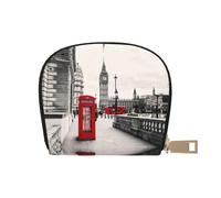 JEJEA Red Phone Booth London Street Print - Cartera para tarjetas de crédito, pequeña cartera con cremallera, tarjetero de cuero, White, Talla única