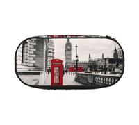 JEJEA Red Phone Booth London Street Print - Estuche para lápices de gran capacidad, gran capacidad de almacenamiento, organizador, Black, Talla única, Organizador de bolsas