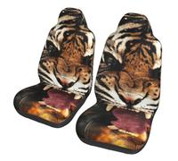 JEJEA Roaring Tiger Print - Protector universal para asiento de coche, 2 unidades, universal, antideslizante, accesorios de coche, para camión, SUV, mar