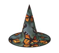JEJEA Sombrero de bruja grande con estampado de mariposas monarca para mujer, sombrero de bruja, sombreros de bruja, sombreros de bruja, sombreros de Halloween, cosplay, accesorio de fiesta