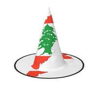 JEJEA Sombrero de bruja grande para mujer, diseño de mapa de la bandera del Líbano, sombrero de bruja, sombrero de bruja, sombreros de bruja, accesorios de fiesta de cosplay de Halloween