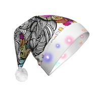 JEJEA Sombrero de Papá Noel con impresión de ventaja de cerebro izquierdo y derecho, sombrero de Navidad con luces para mujeres y hombres, suministros de fiesta de Año Nuevo