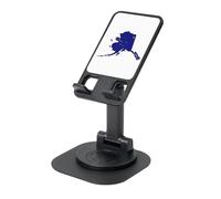 JEJEA Soporte giratorio para teléfono celular con impresión de mapa de la bandera del estado de Alaska, soporte para teléfono celular para escritorio, soporte ajustable para teléfono, para todos los