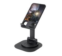 JEJEA Soporte giratorio para teléfono móvil con impresión de tren de vapor, soporte de teléfono móvil para escritorio, soporte ajustable para teléfono, para todos los teléfonos