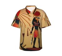 JEJEA Sun Old - Camisa hawaiana egipcia atemporal con estampado de gracia para hombre, manga corta con botones, camisas de playa de verano, camiseta cubana casual, Negro, 3XL