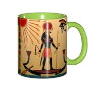 JEJEA Sun Old Egyptian Timeless Grace Print - Taza de cerámica de 325 ml, tazas de café de cerámica, elegantes tazas de té con caja de regalo para mujeres con 6 colores