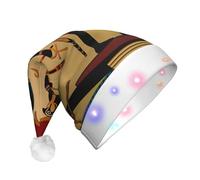 JEJEA Sun Old - Sombrero egipcio atemporal con estampado de gracia, gorro de Papá Noel para adultos, sombrero de Navidad con luces para mujeres y hombres, suministros de fiesta de Año Nuevo