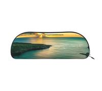 JEJEA Sunrise Over Hanauma Bay Oahu Hawaii - Estuche de piel con cremallera, estuche para lápices, estuche para lápices, bolsa para lápices, bolsa de maquillaje, Silver, Talla única, Neceser