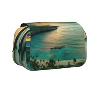JEJEA Sunrise Over Hanauma Bay Oahu Hawaii - Estuche organizador multiusos para lápices y maquillaje, para adolescentes, Black, Talla única, Neceser