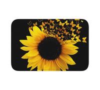 JEJEA Tapete antideslizante con diseño de mariposas y girasoles, terciopelo de cristal, lavable, con parte trasera de goma antideslizante para interiores