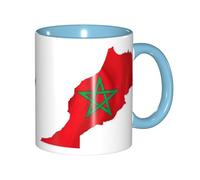 JEJEA Taza de cerámica con diseño de mapa de la bandera de Marruecos, tazas de café de cerámica, elegantes tazas de té con caja de regalo para mujeres con 6 colores