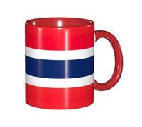 JEJEA Taza de cerámica con estampado de bandera noruega de 325 ml, tazas de café de cerámica, elegantes tazas de té con caja de regalo para mujeres con 6 colores