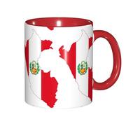 JEJEA Taza de cerámica de 325 ml con diseño de mapa de la bandera de Perú, tazas de café de cerámica, elegantes tazas de té con caja de regalo para mujeres con 6 colores