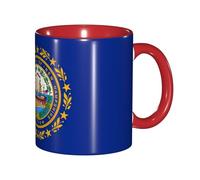 JEJEA Taza de cerámica de cerámica con estampado de bandera del estado de New Hampshire, tazas de café de cerámica, elegantes tazas de té con caja de regalo para mujeres con 6 colores