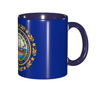 JEJEA Taza de cerámica de cerámica con estampado de bandera del estado de New Hampshire, tazas de café de cerámica, elegantes tazas de té con caja de regalo para mujeres con 6 colores