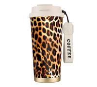 JEJEA Tazas aisladas de acero inoxidable con estampado animal de leopardo, tazas de café de doble pared, taza de viaje de café para oficina en casa