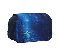 JEJEA The Blue - Estuche para lápices con impresión binaria para lápices, maquillaje, caja organizadora multiusos para adolescentes, Black, Talla única, Neceser