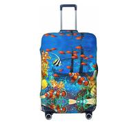 JEJEA The Underwater World - Funda protectora para maleta, lavable, antiarañazos, diseño de peces tropicales, Black, S