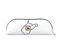 JEJEA West Virginia State Flag Map Print - Estuche de piel con cremallera, estuche para lápices, estuche para lápices, bolsa para lápices, bolsa para cosméticos, Silver, Talla única, Neceser