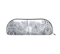 JEJEA Winter Old Cable Ski Lift - Estuche de piel con cremallera, estuche para lápices, estuche para lápices, bolsa para lápices, bolsa para cosméticos de maquillaje, Gold, Talla única, Neceser
