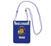 JEJEA Wisconsin - Bolso cruzado para teléfono con estampado de bandera del estado de Wisconsin para mujeres y hombres, correa ajustable, para viajes y compras, Purple, Talla única