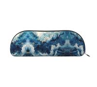 JEJEA Within The Tides - Estuche de piel con cremallera, estuche para lápices, estuche para lápices, bolsa para lápices, bolsa para cosméticos de maquillaje, Silver, Talla única, Neceser