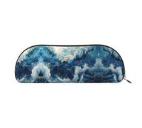 JEJEA Within The Tides - Estuche de piel con cremallera, estuche para lápices, estuche para lápices, bolsa para lápices, bolsa para cosméticos de maquillaje, Gold, Talla única, Neceser