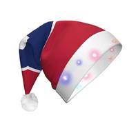 JEJEA Wyoming State Flag Print Santa Hat Adult Led, sombrero de Navidad con luces para mujeres y hombres, suministros de fiesta de Año Nuevo